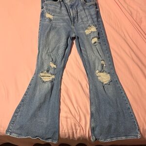 Arizona Jean Company Light Blue Distressed Flare Jeans